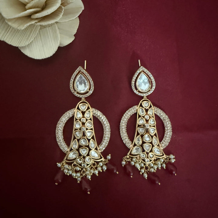 Beautiful Gold Plated Kundan Polki Earrings