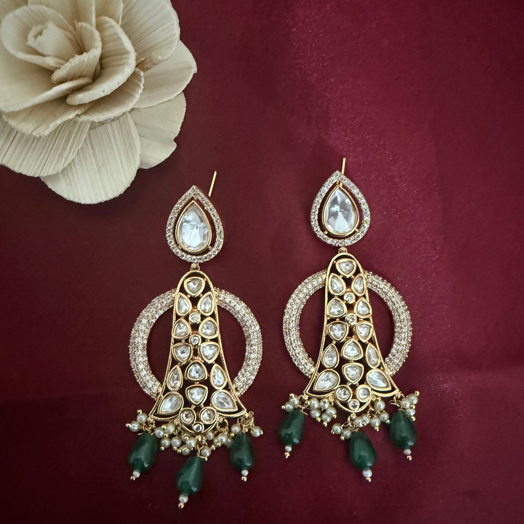 Beautiful Gold Plated Kundan Polki Earrings