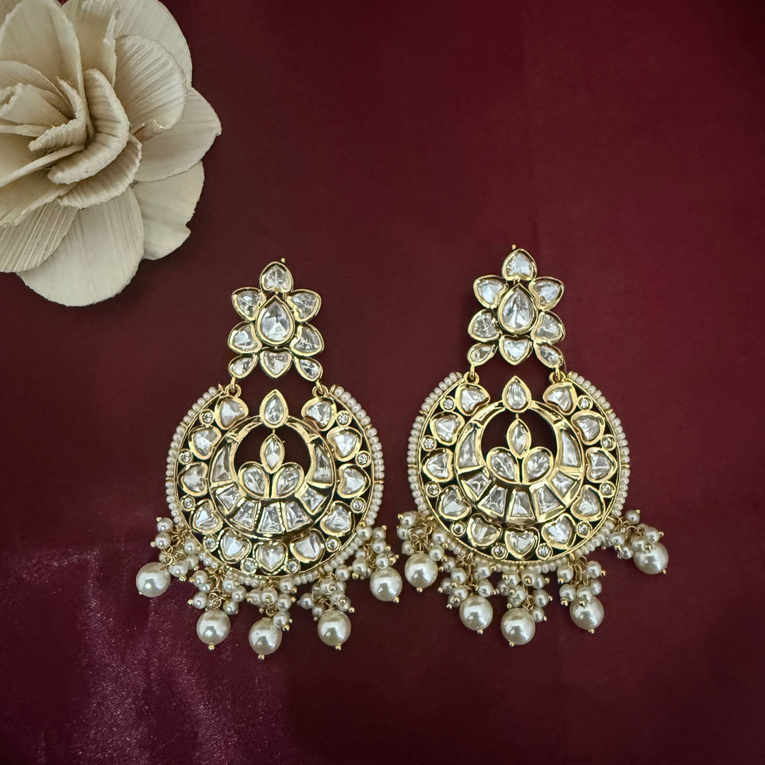 Traditional  Kundan Chandbali Earrings