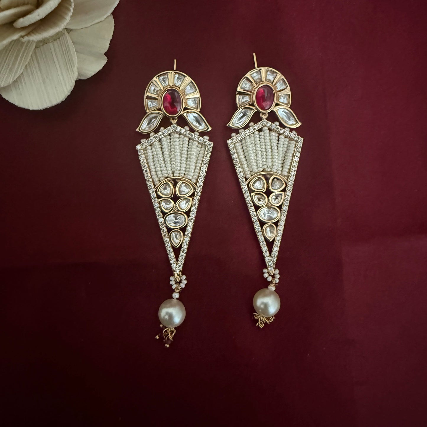 Stylish Kundan Polki Earrings