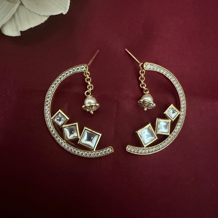 Half Moon Layered Kundan Polki Studs