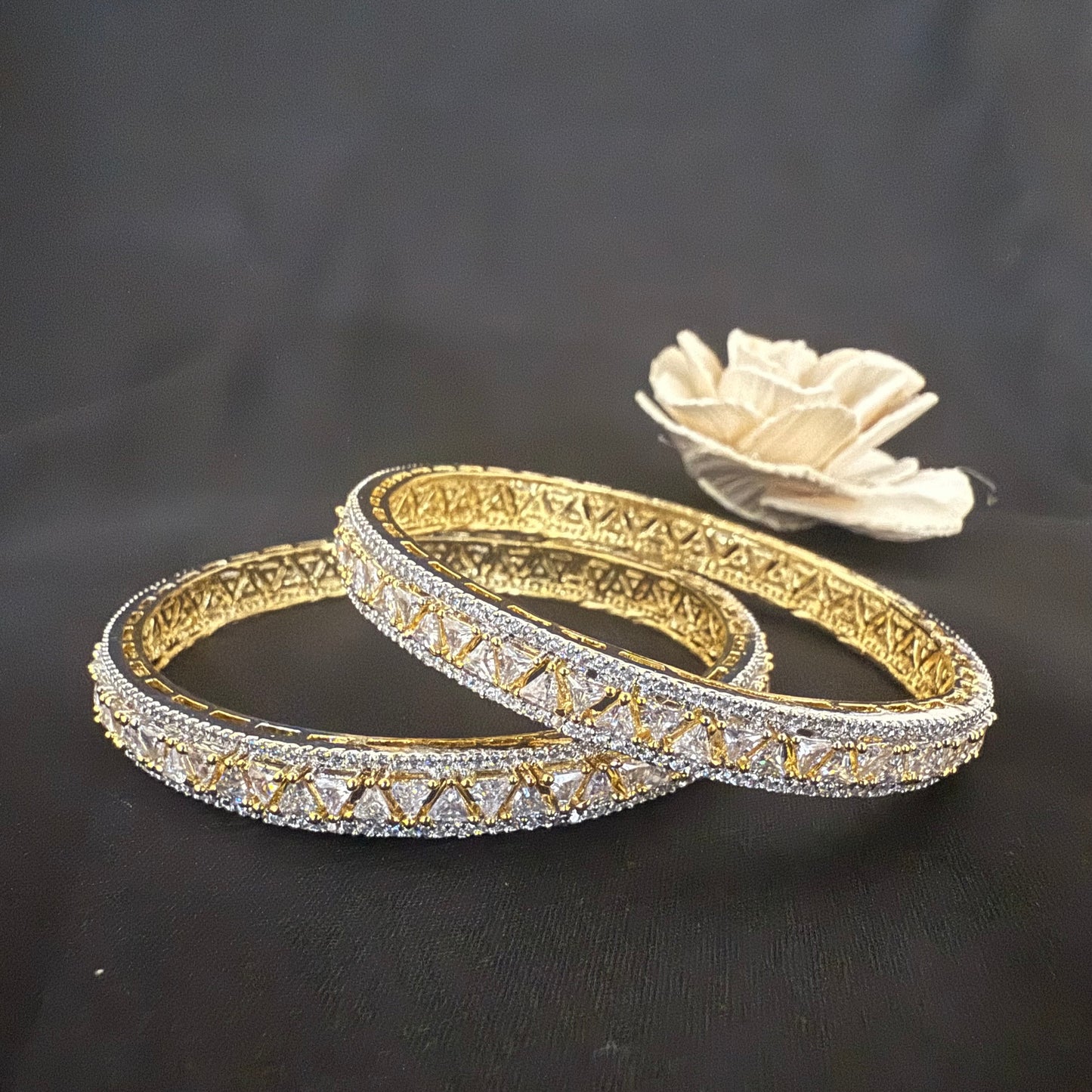 Gold Plated Zircon Bangles Set