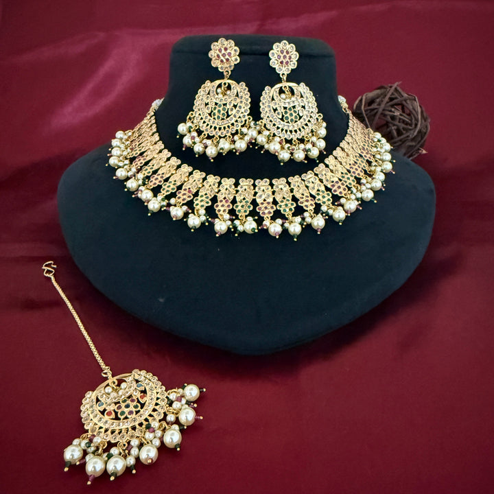 Designer Gold Plated Jadaau Necklace Set