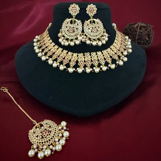 Designer Gold Plated Jadaau Necklace Set