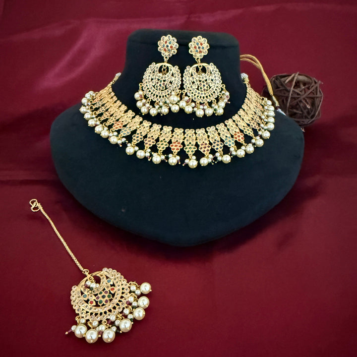 Designer Gold Plated Jadaau Necklace Set