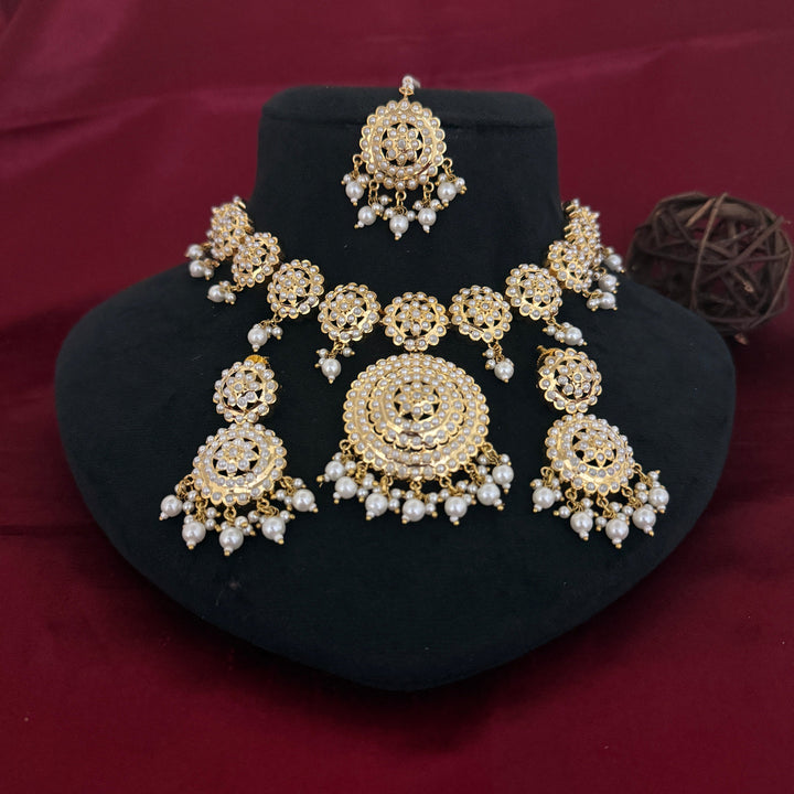Jadaau Full Moti Necklace Set