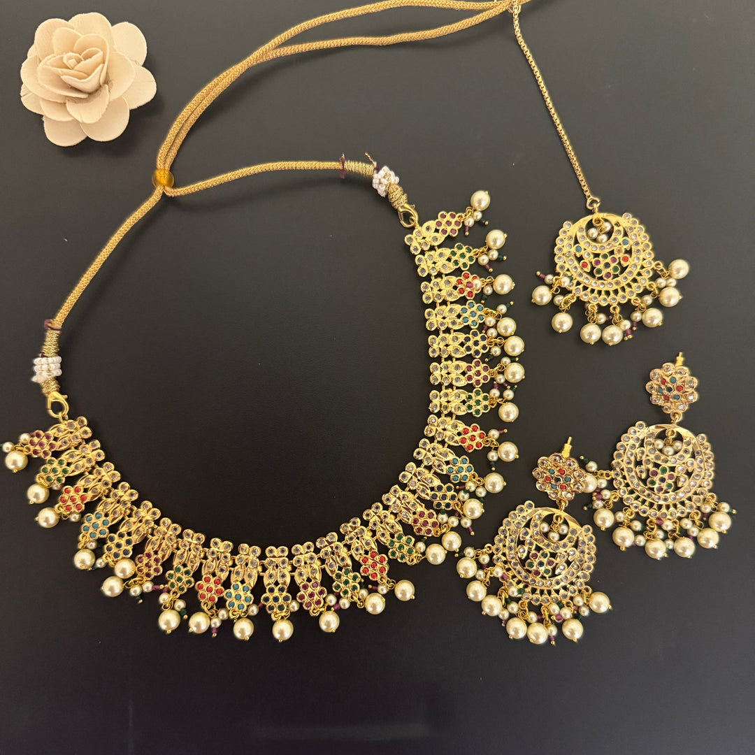 Designer Gold Plated Jadaau Necklace Set