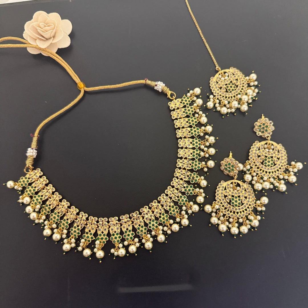 Designer Gold Plated Jadaau Necklace Set
