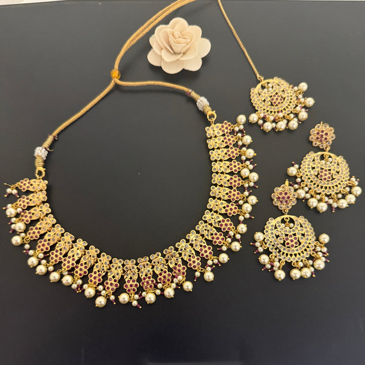 Designer Gold Plated Jadaau Necklace Set