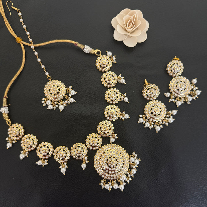 Jadaau Full Moti Necklace Set