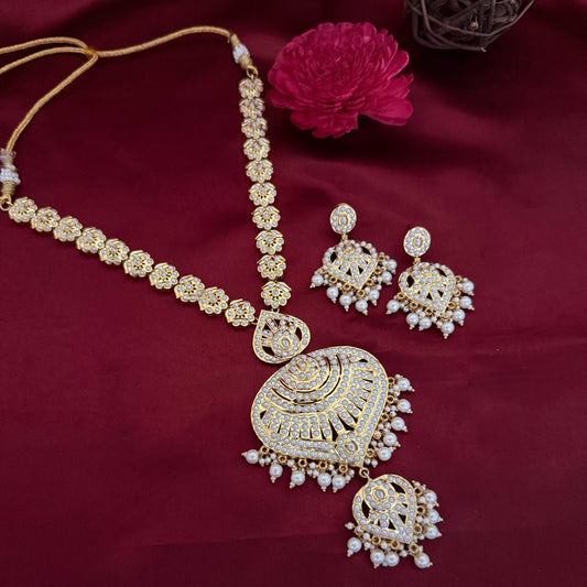 Premium Quality Jadau Long Necklace Set