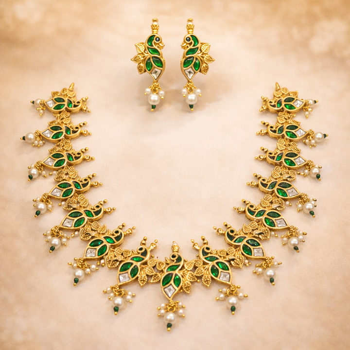 Elegant Kundan Polki Necklace Set