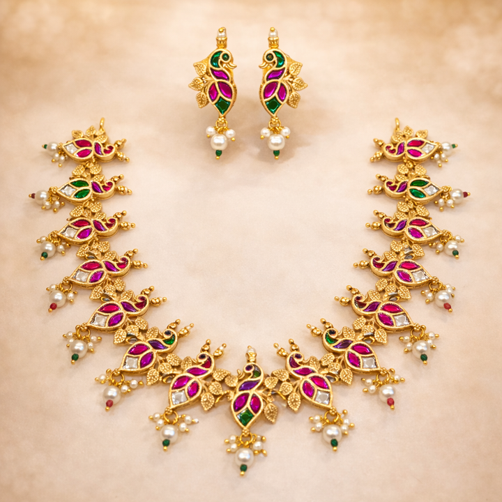 Elegant Kundan Polki Necklace Set