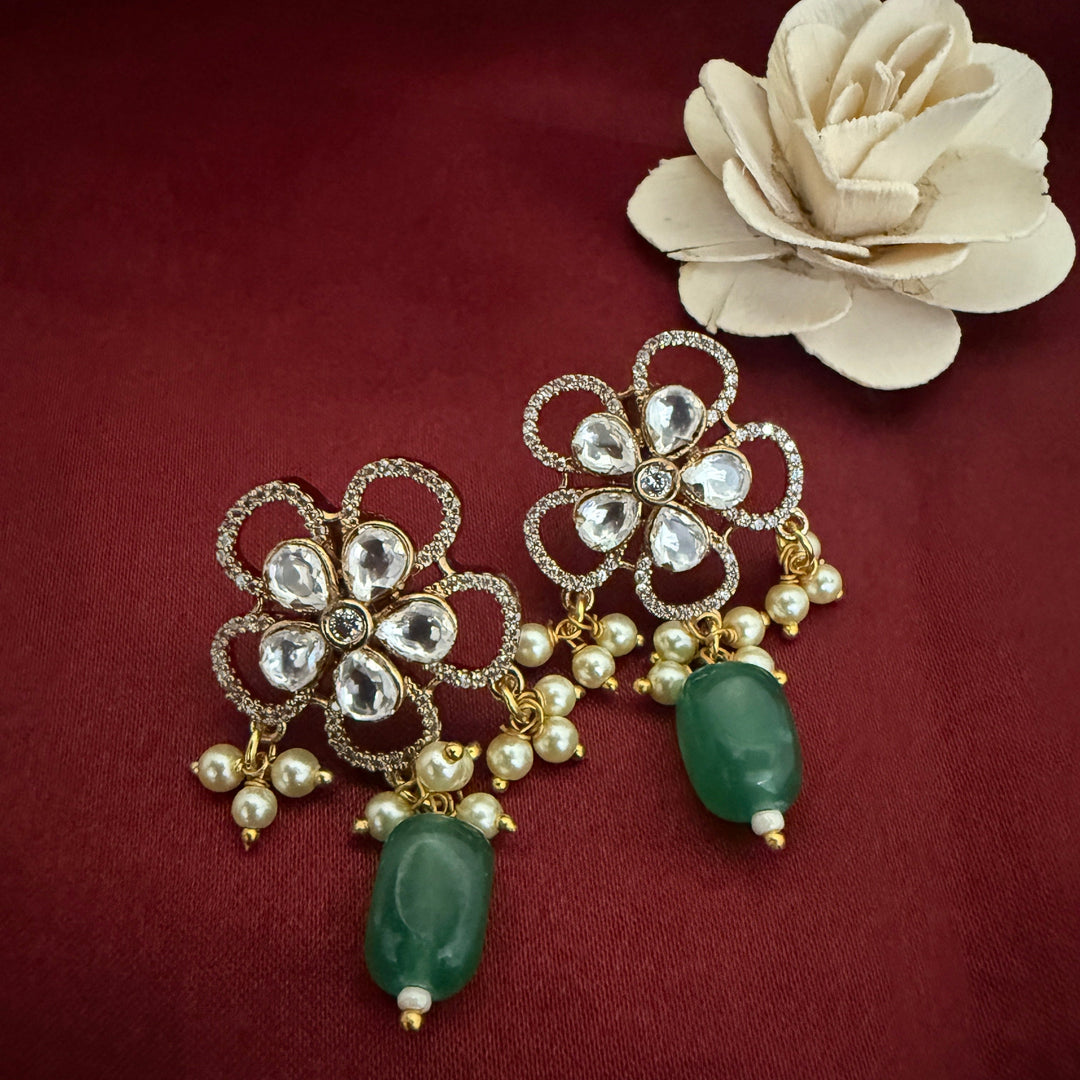 Flower Design Kundan Polki Studs
