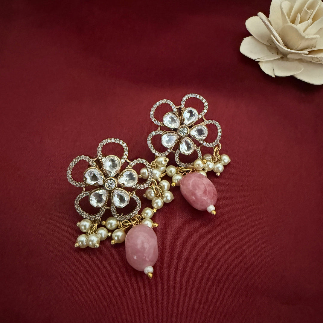 Flower Design Kundan Polki Studs