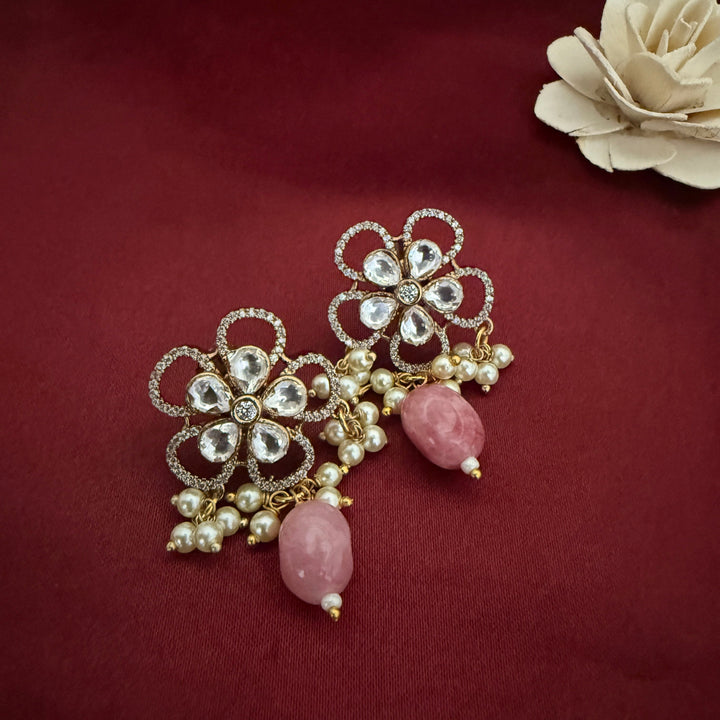 Flower Design Kundan Polki Studs