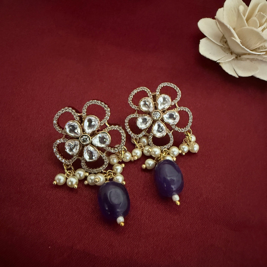 Flower Design Kundan Polki Studs