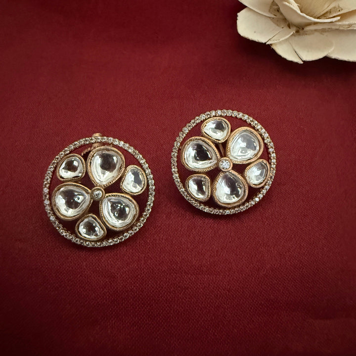 Round Shape Kundan Polki Studs