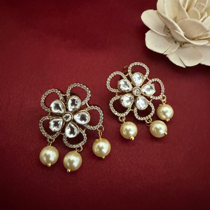 Flower Design Kundan Polki Studs
