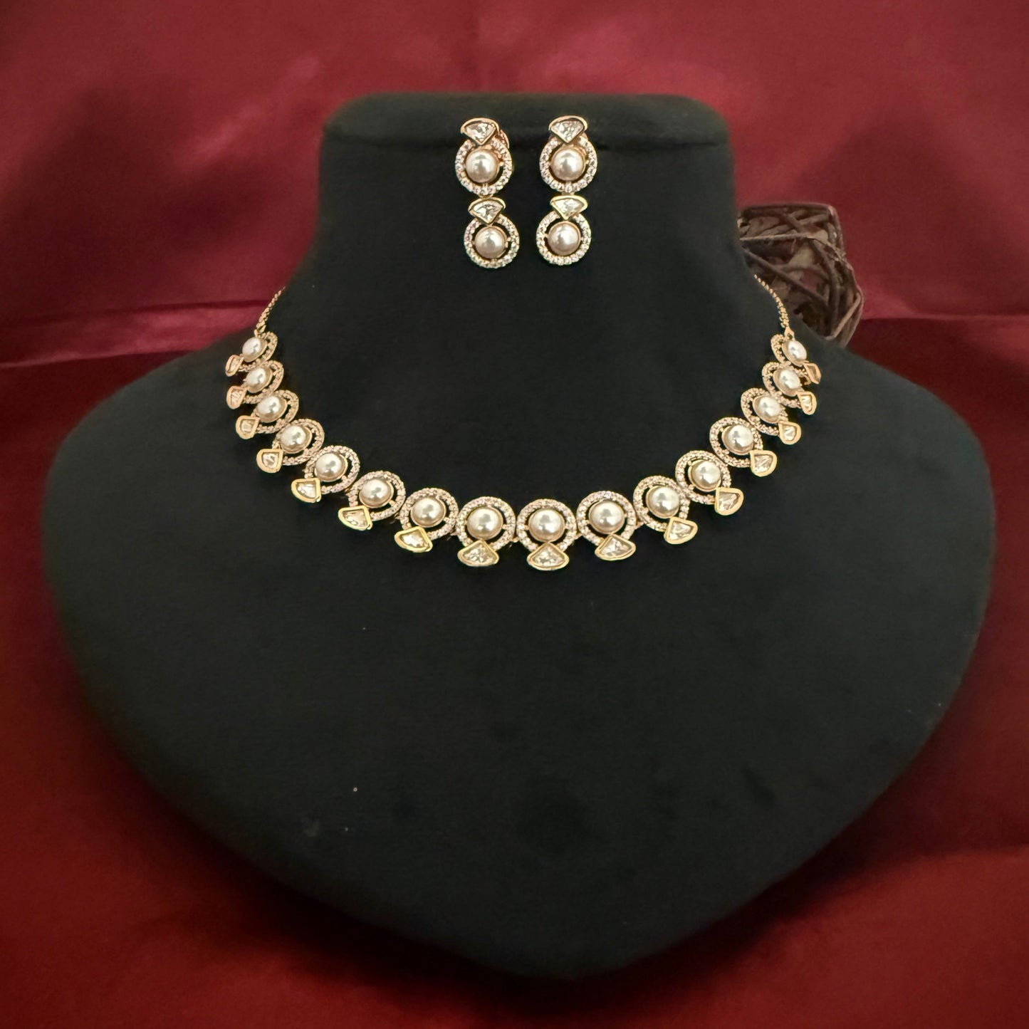Designer Pearl Kundan Polki Necklace Set