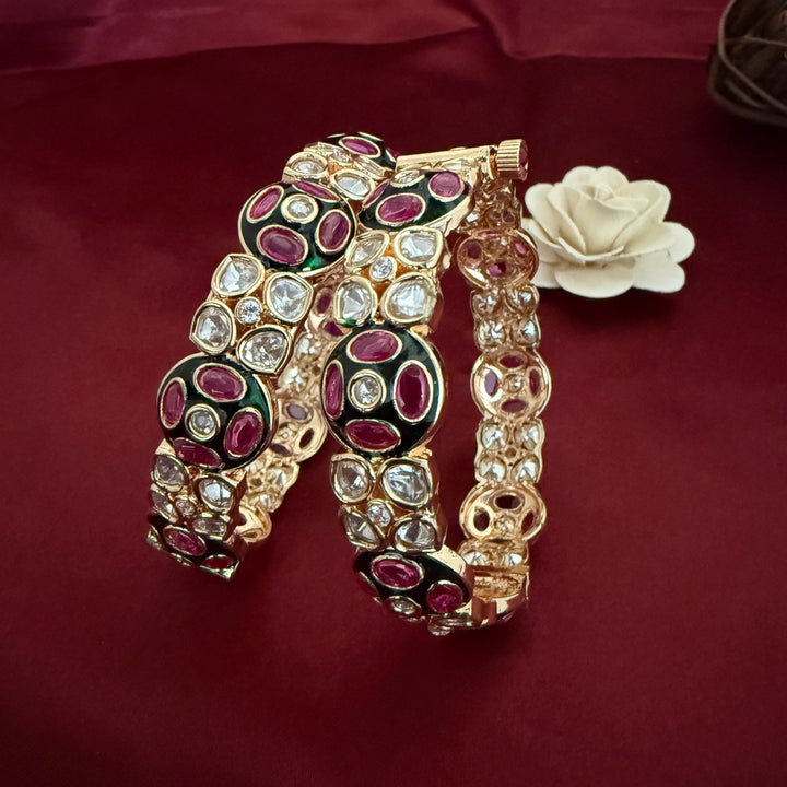 Meenakari Kundan Polki Bangles
