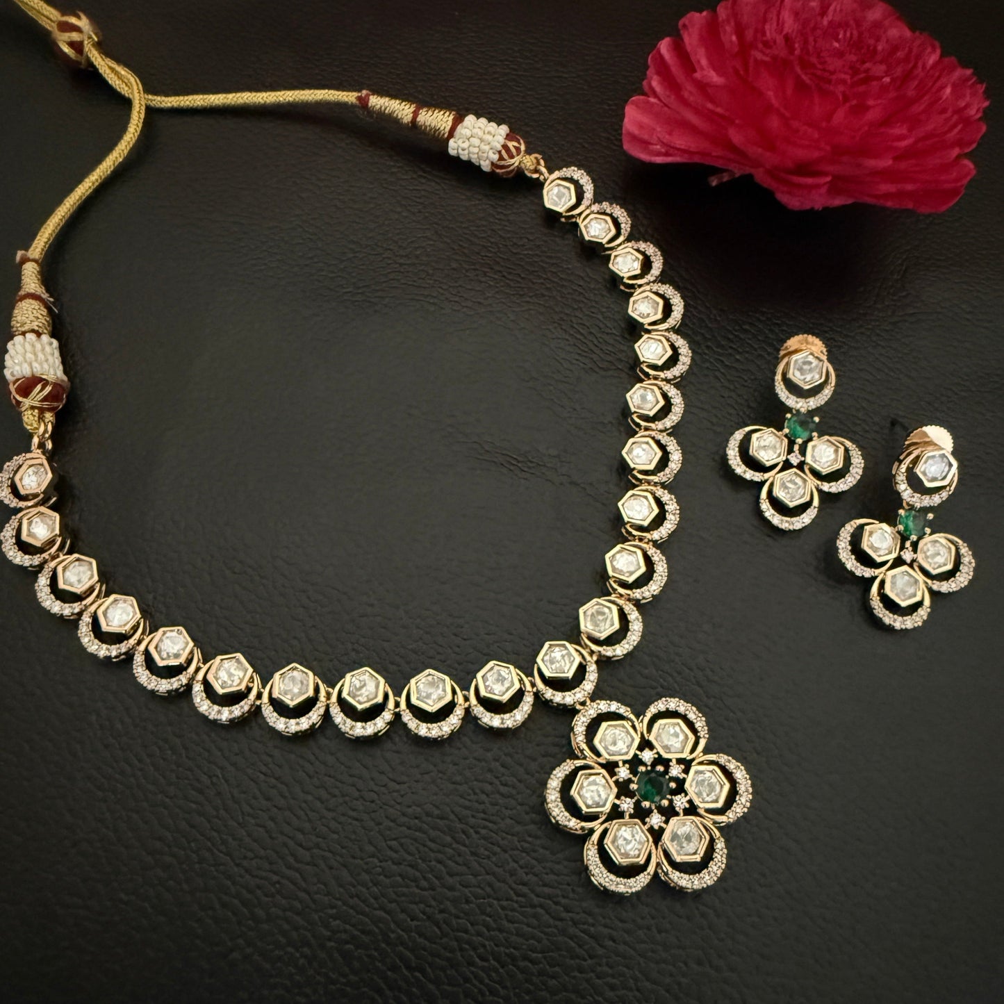 Unique Kundan Polki Necklace Set