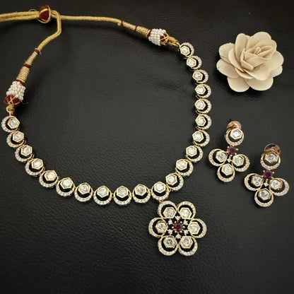 Unique Kundan Polki Necklace Set
