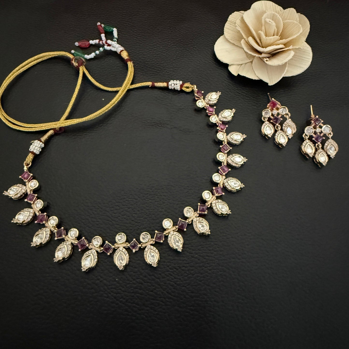 Elegant Kundan Polki Necklace Set