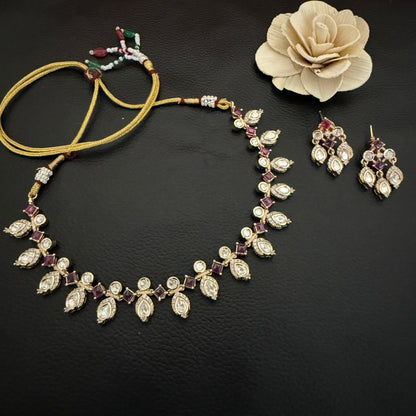 Elegant Kundan Polki Necklace Set