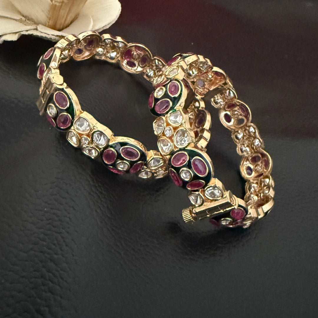Meenakari Kundan Polki Bangles