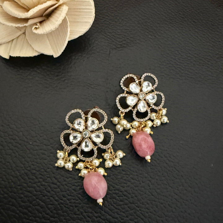 Flower Design Kundan Polki Studs