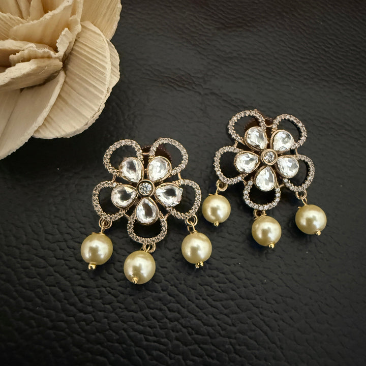Flower Design Kundan Polki Studs