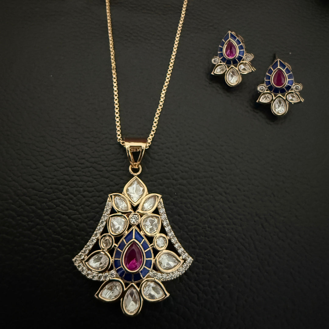 Premium Kundan Polki Pendant Set