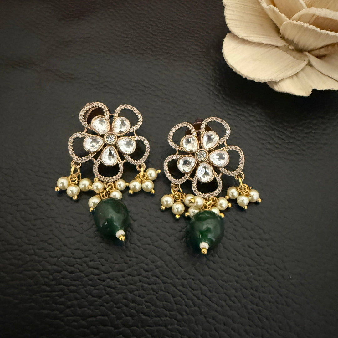 Flower Design Kundan Polki Studs