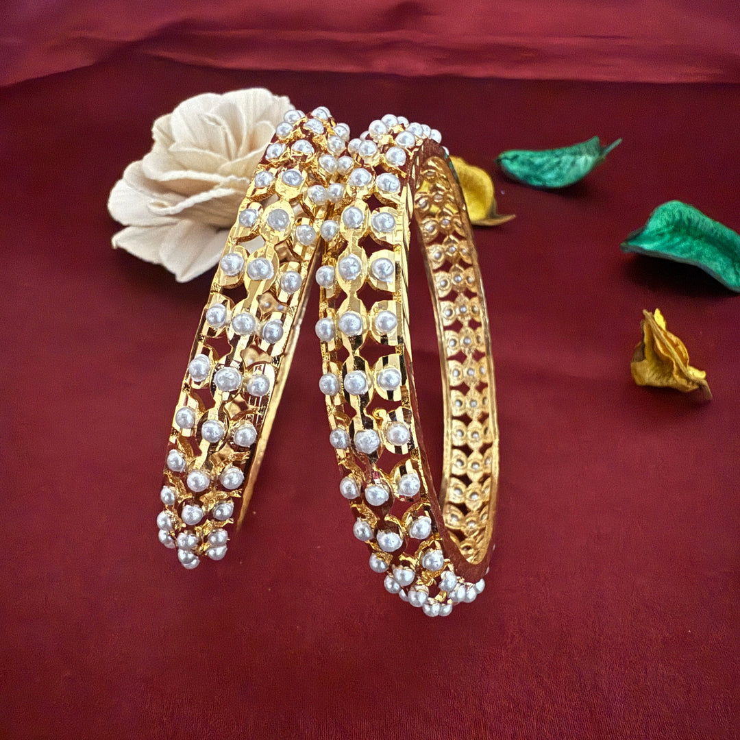 Semi Precious Pearl Jadau Bangles