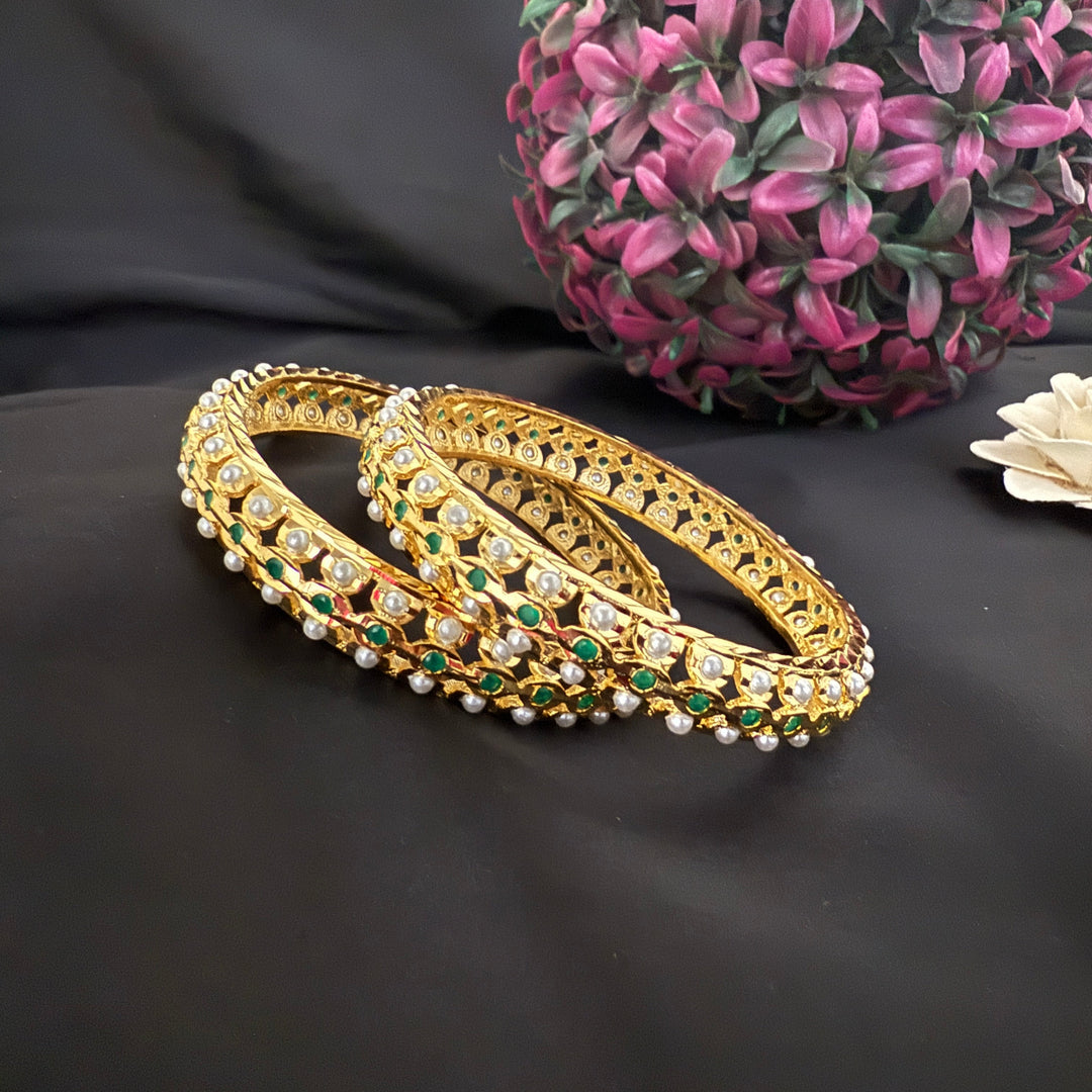 Semi Precious Pearl Jadau Bangles