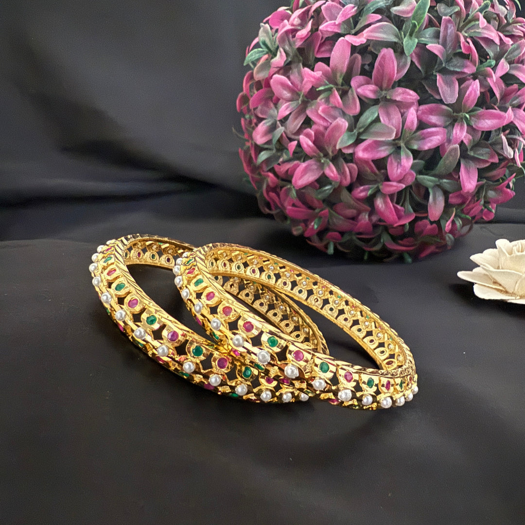 Semi Precious Pearl Jadau Bangles