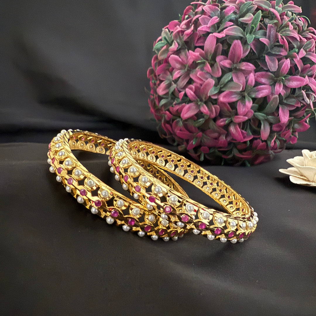 Semi Precious Pearl Jadau Bangles