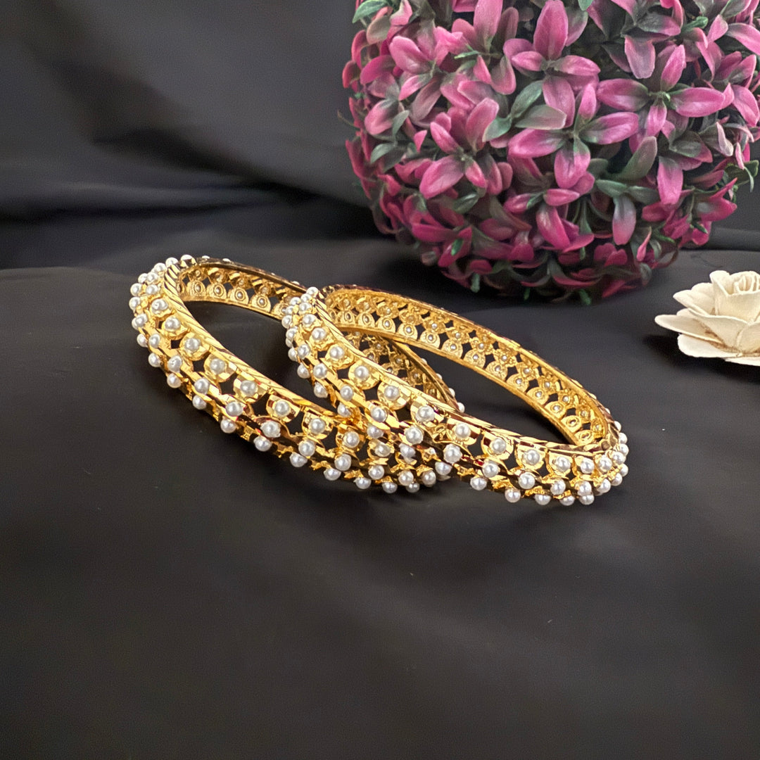 Semi Precious Pearl Jadau Bangles