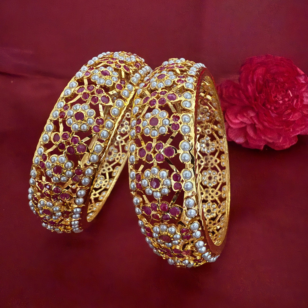Flower Design Jadau Bangles