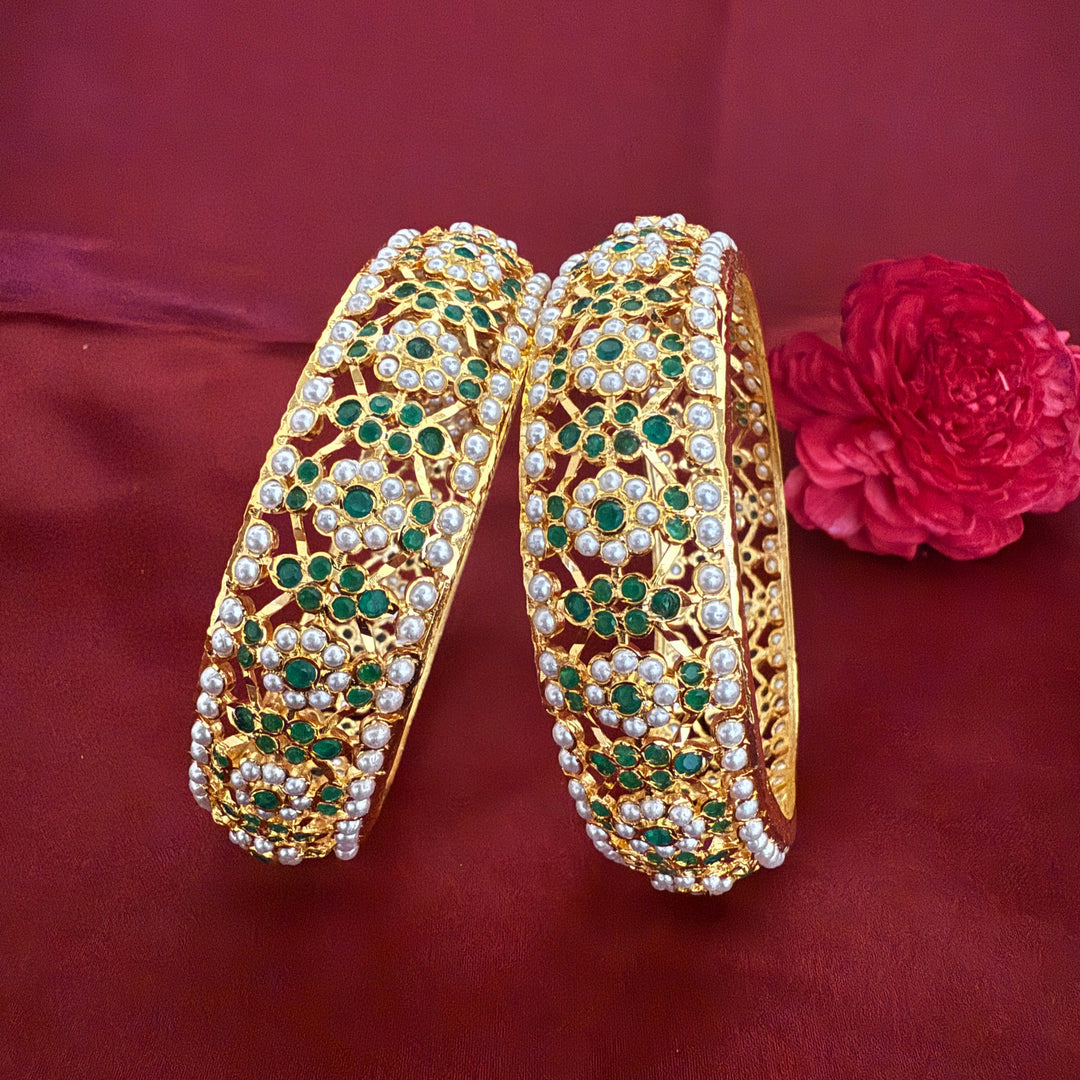Flower Design Jadau Bangles