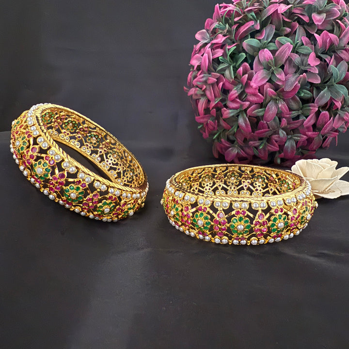Flower Design Jadau Bangles