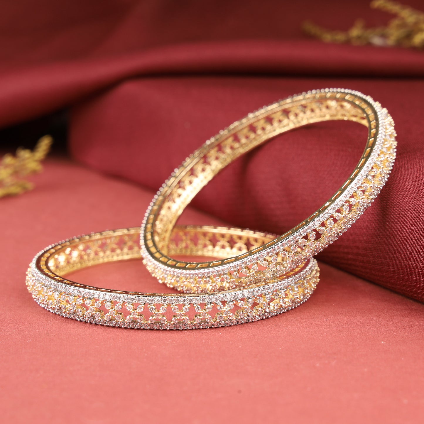 Gold Plated Zircon Bangles Set