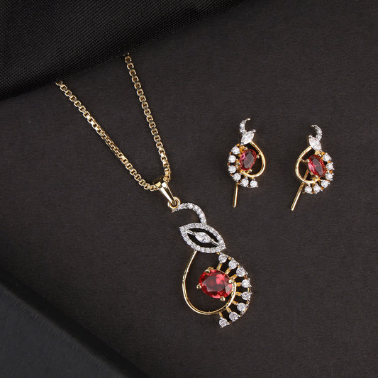 Beautiful Ruby Stone American Pendant Set