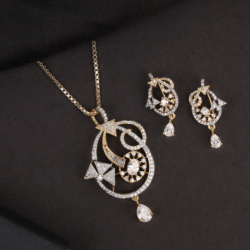 Beautiful American Diamond Pendant Set