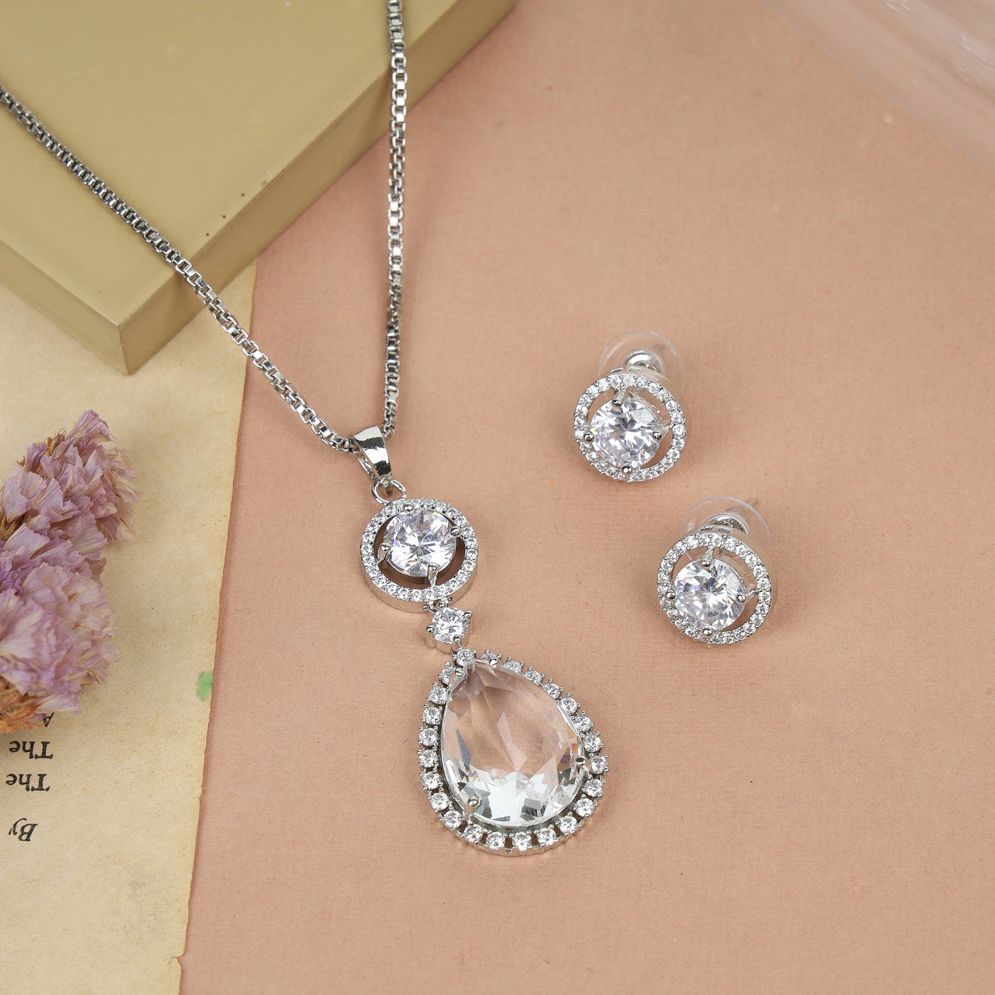 American Diamond Pendant Set