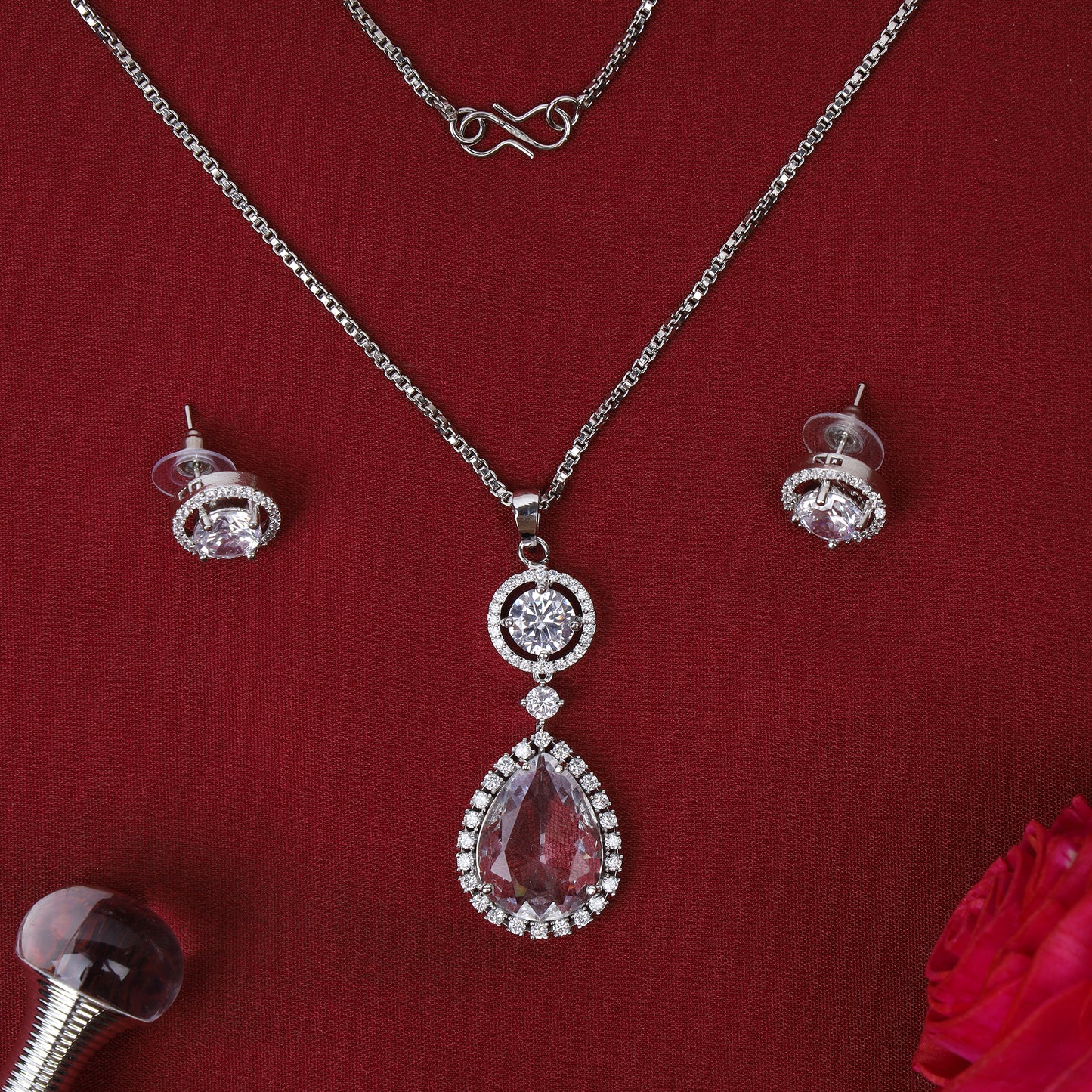 American Diamond Pendant Set