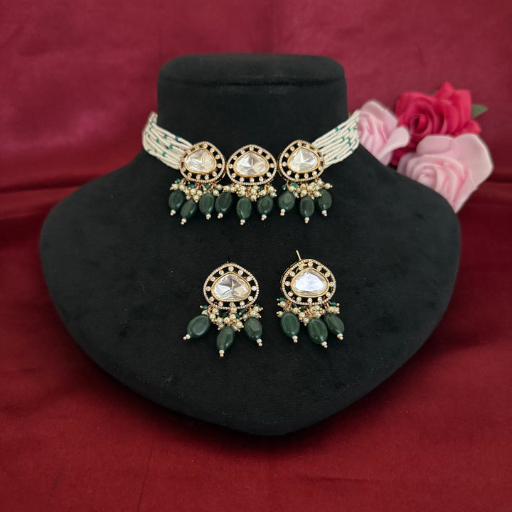 Beautiful Color Kundan Polki Choker Set