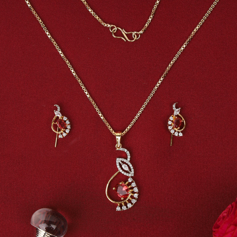 Beautiful Ruby Stone American Pendant Set