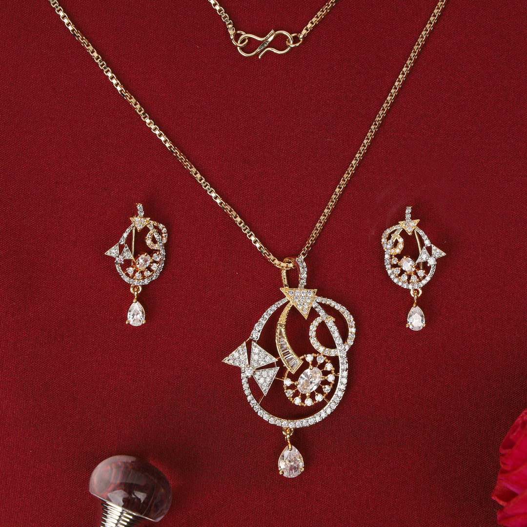 Beautiful American Diamond Pendant Set